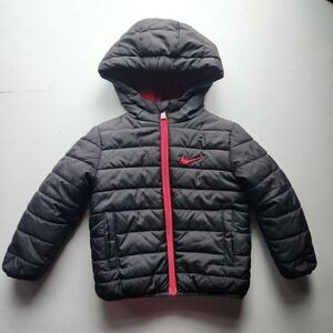 Nike Kids Black Puffer Jacket with Red Trim